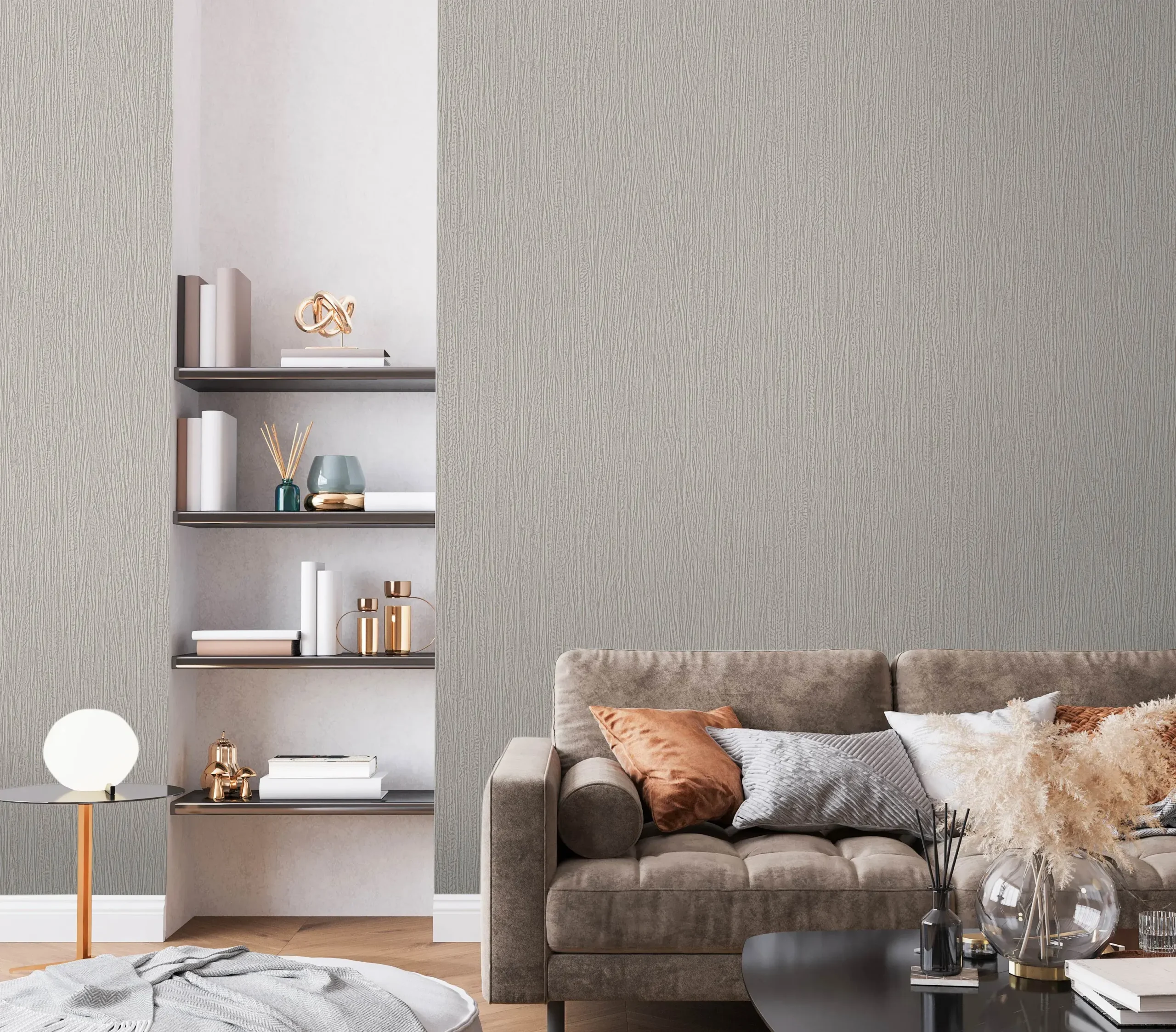 Gray Embossed Wallpaper – Glittering Accents (24111-3)